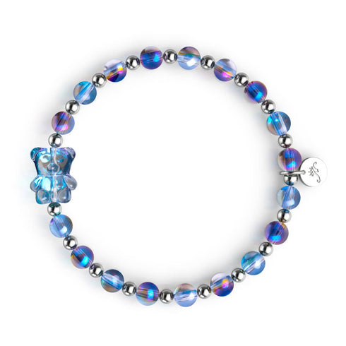 Einhorn Blau | Silber | Schimmerndes Bärenarmband